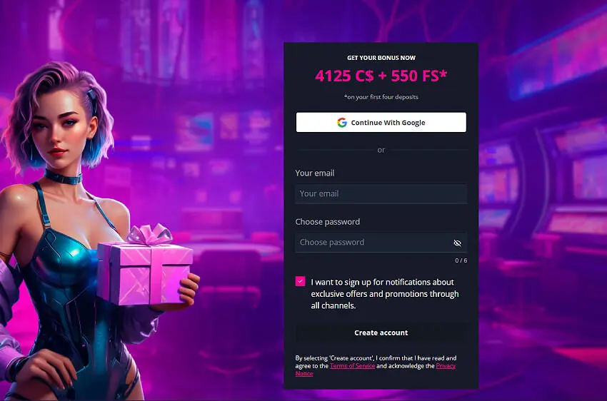 Registrierung bei Xon Bet Casino